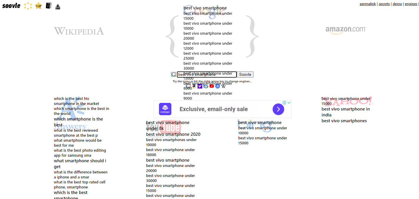 Soovle Keyword Research tool