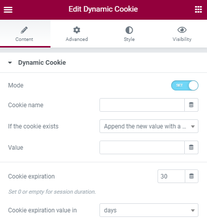 Dynamic Cookie Elementor Widget