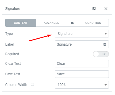 Dynamic Elementor Form Signature Field