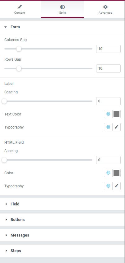 Elementor Form Styling