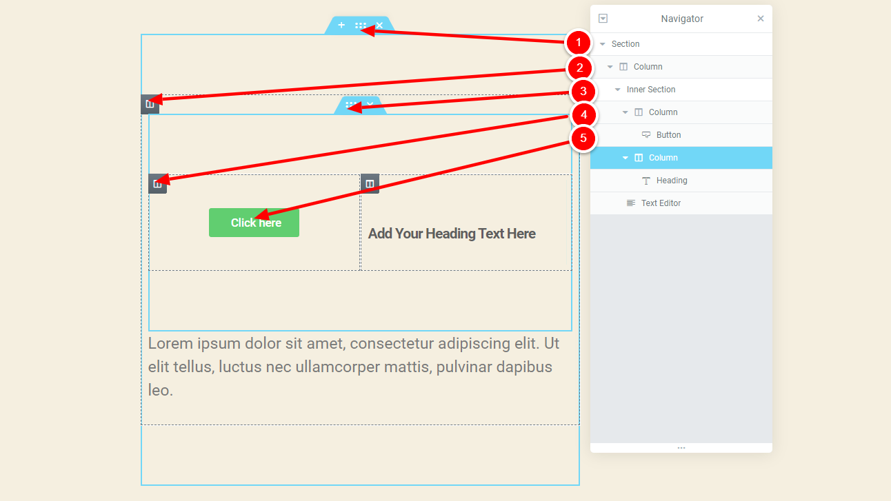 Elementor Pro Section, Column, Inner Section and Elements