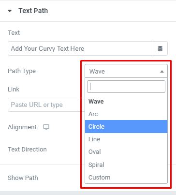Elementor Text Path Widget