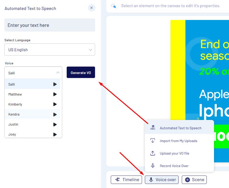 Invideo Voice Over and Automated Text to speech