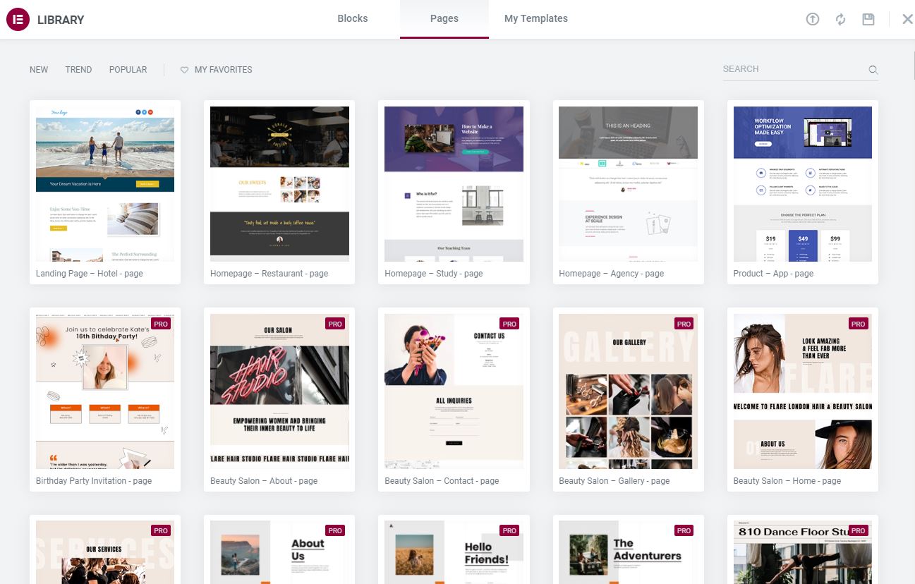 Prebuilt Templates and Blocks in Elementor Pro