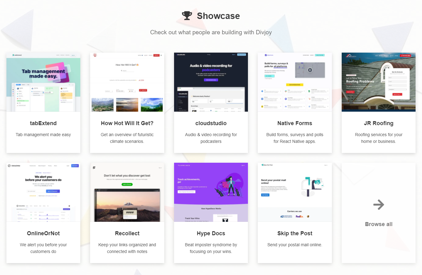 Divjoy Showcase Website, What People have Created with Divjoy