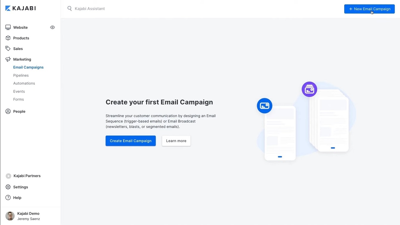 Email Campaign in Kajabi