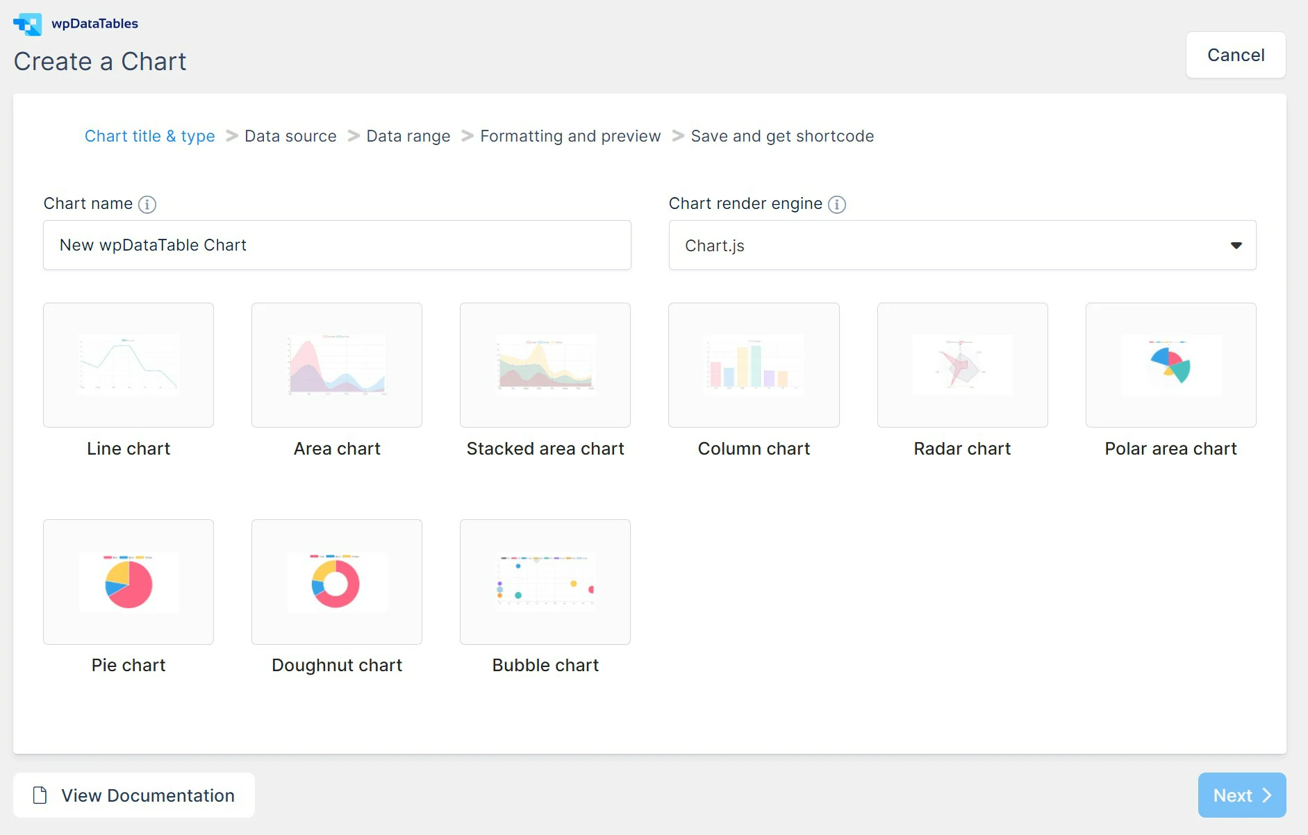 Create Charts with wpDataTables