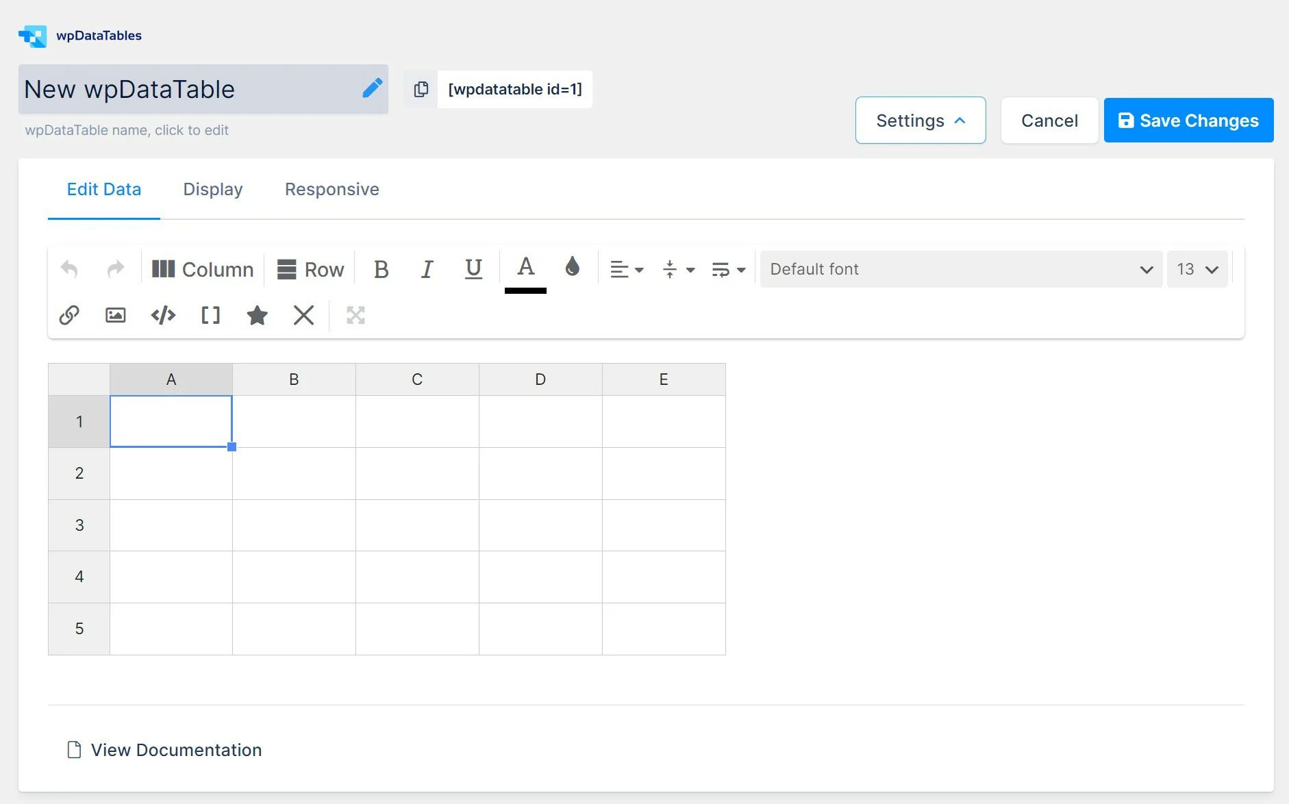 wpDataTables Table Creation