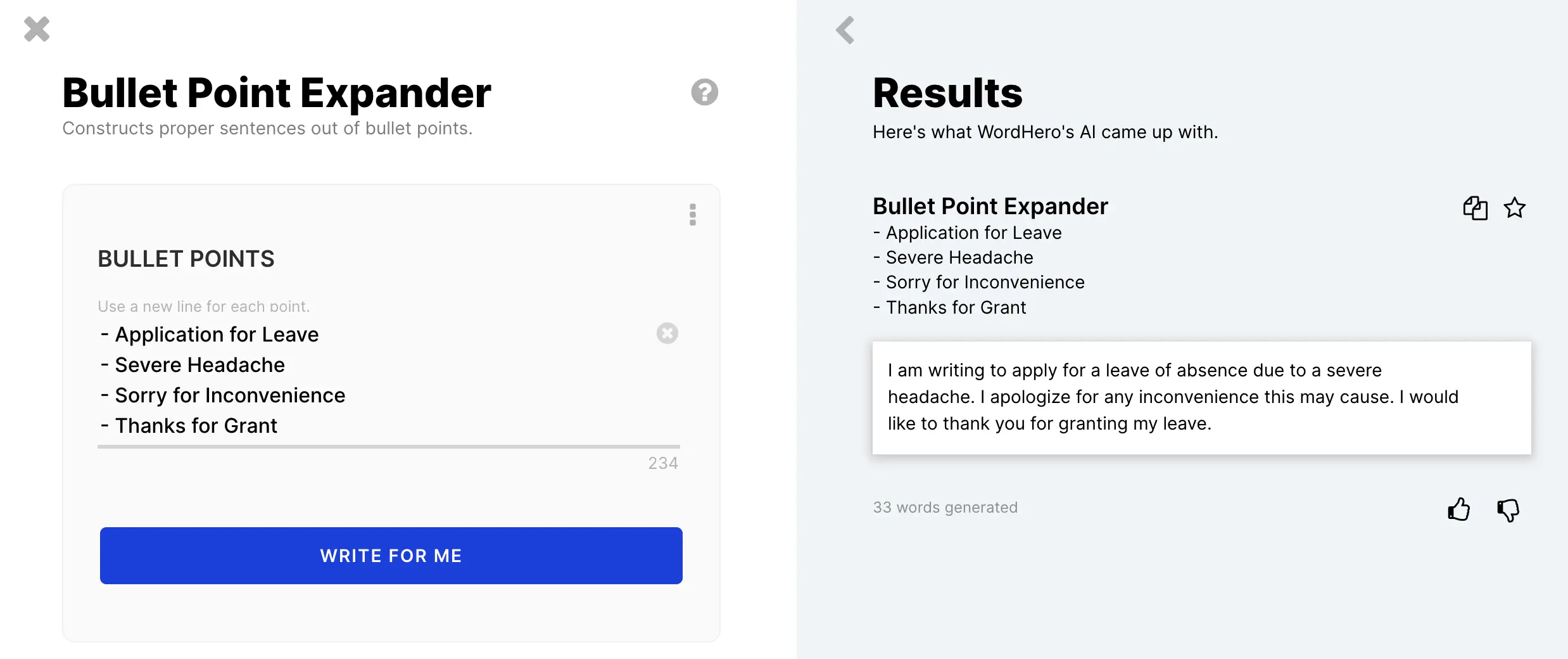 Bullet Point Expander in Wordhero