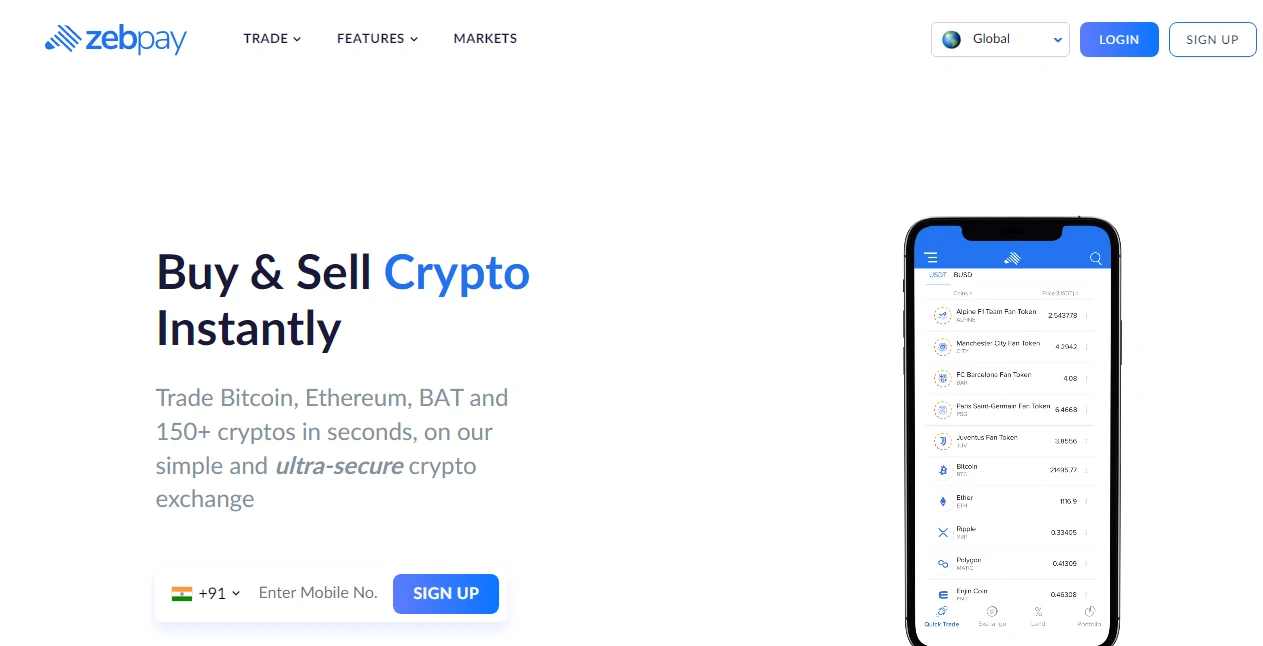 Cryptocurrency Trading App Zebpay