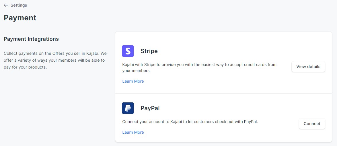 Kajabi Payment Integrations