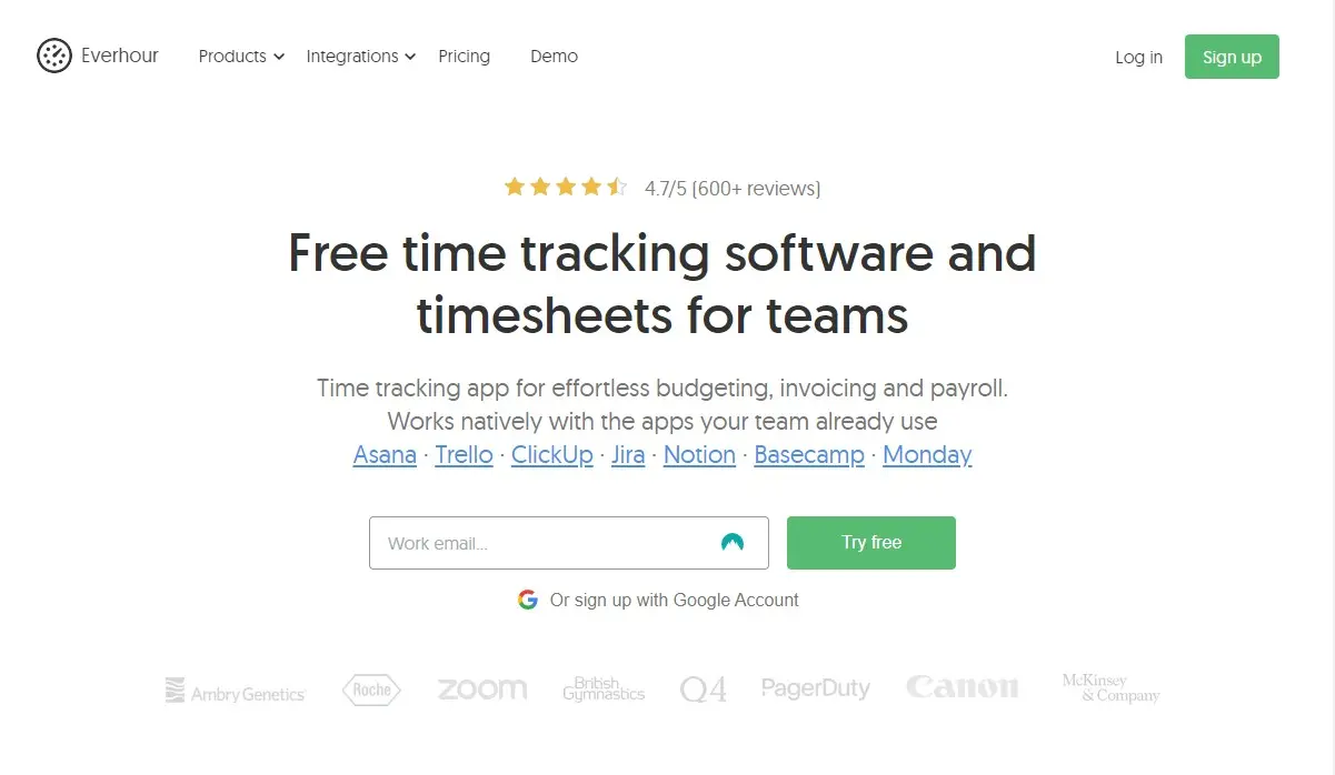 Everhour Time Tracking Software