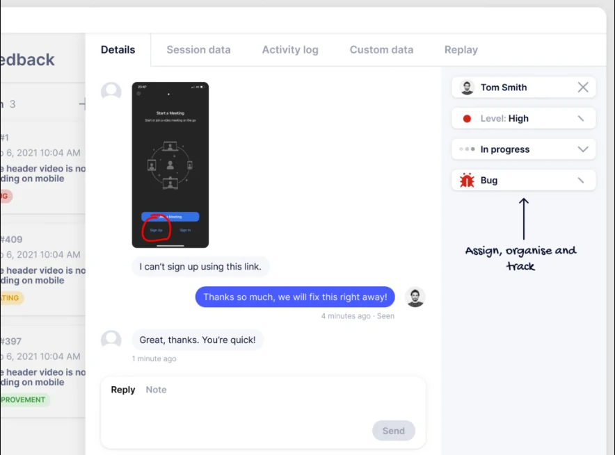 Gleap Feature Customer communication