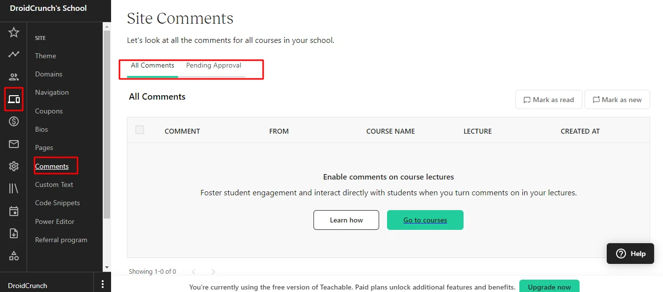 Teachabe Review Manage Your Comments