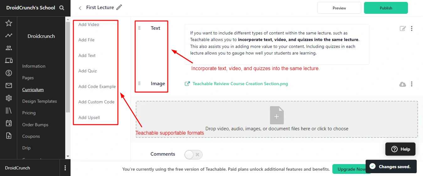 Teachable Add Many Formats In Same Lecture