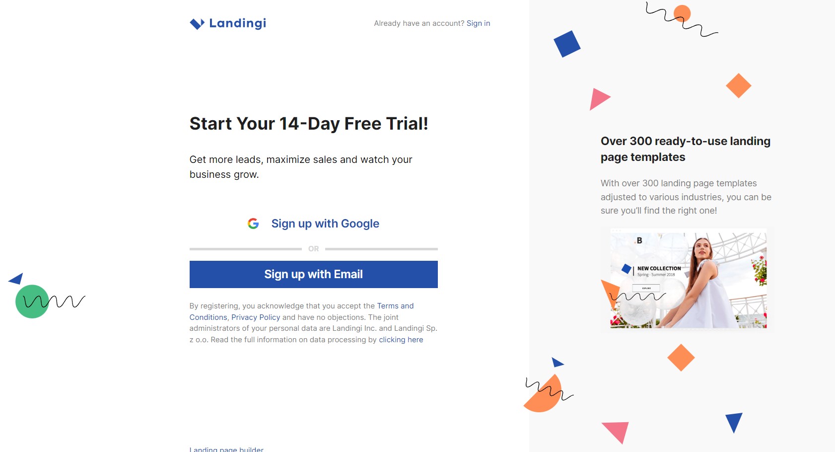 Landingi landing page builder