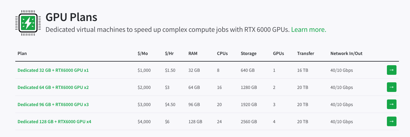 Linode GPU Plans