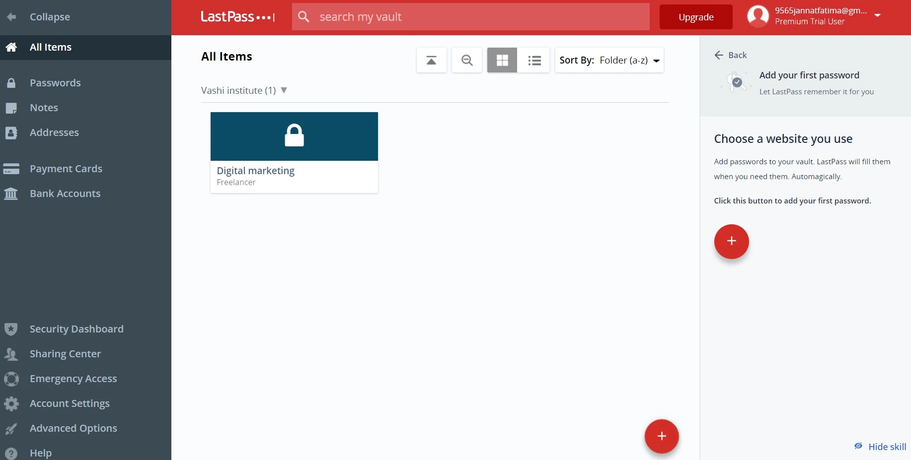 Lastpass dashboard