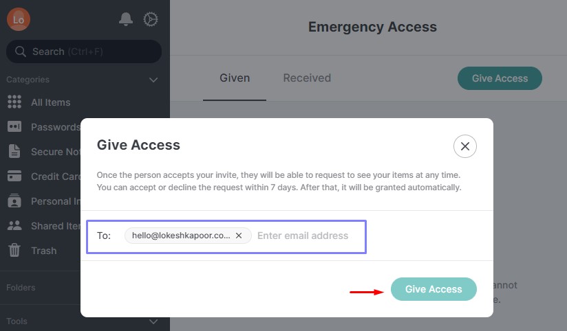 NordPass Emergency Access