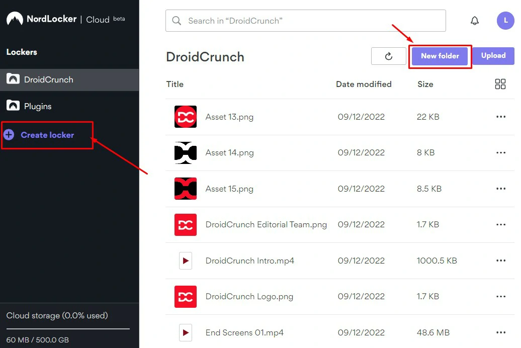 Nordlocker Organize Files