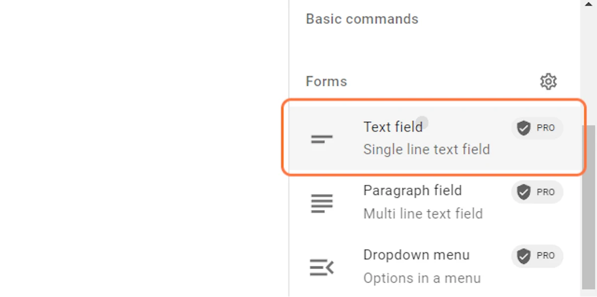 Adding a Text Field in Text Blaze