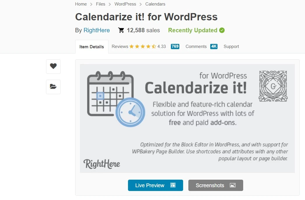 Calendarize it wp calendar plugin