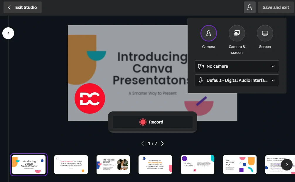 Canva Presentations Recording