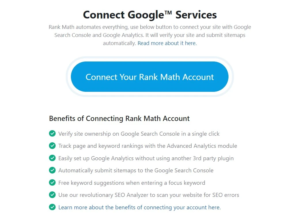 Connect rank math to google search console