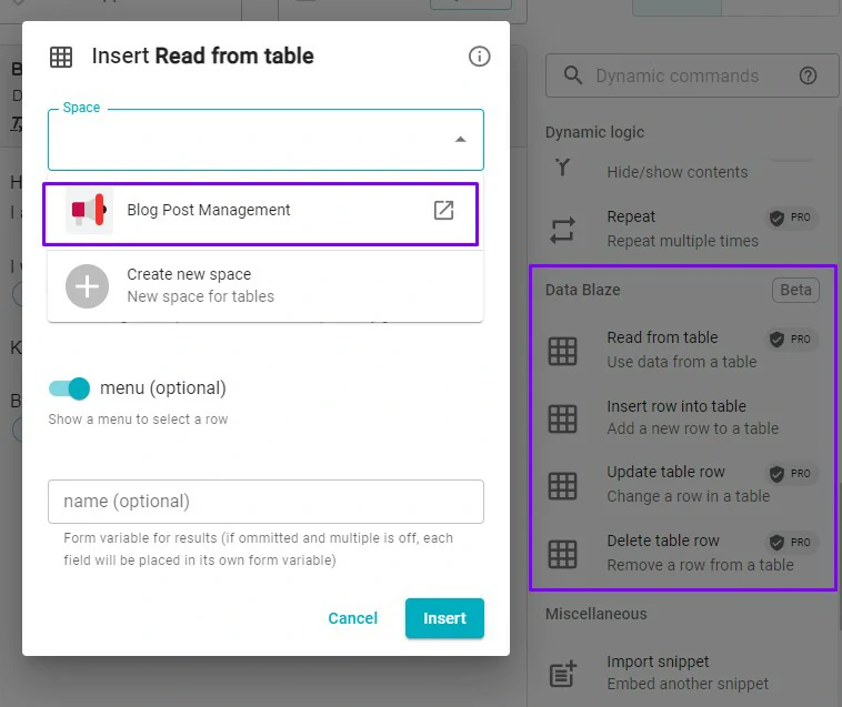 Data Blaze Integration in Text Blaze