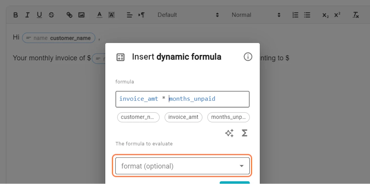 Dynamic Formula Text Blaze