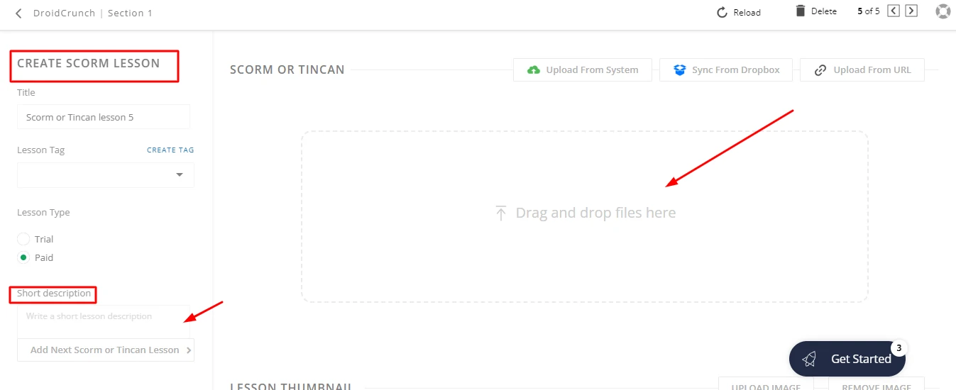 Learnyst Features Scorm or Tincan lesson