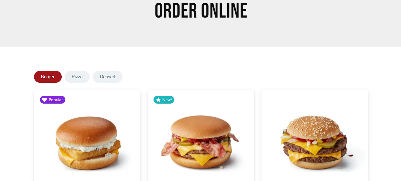 Orderable Feature Menu Layouts