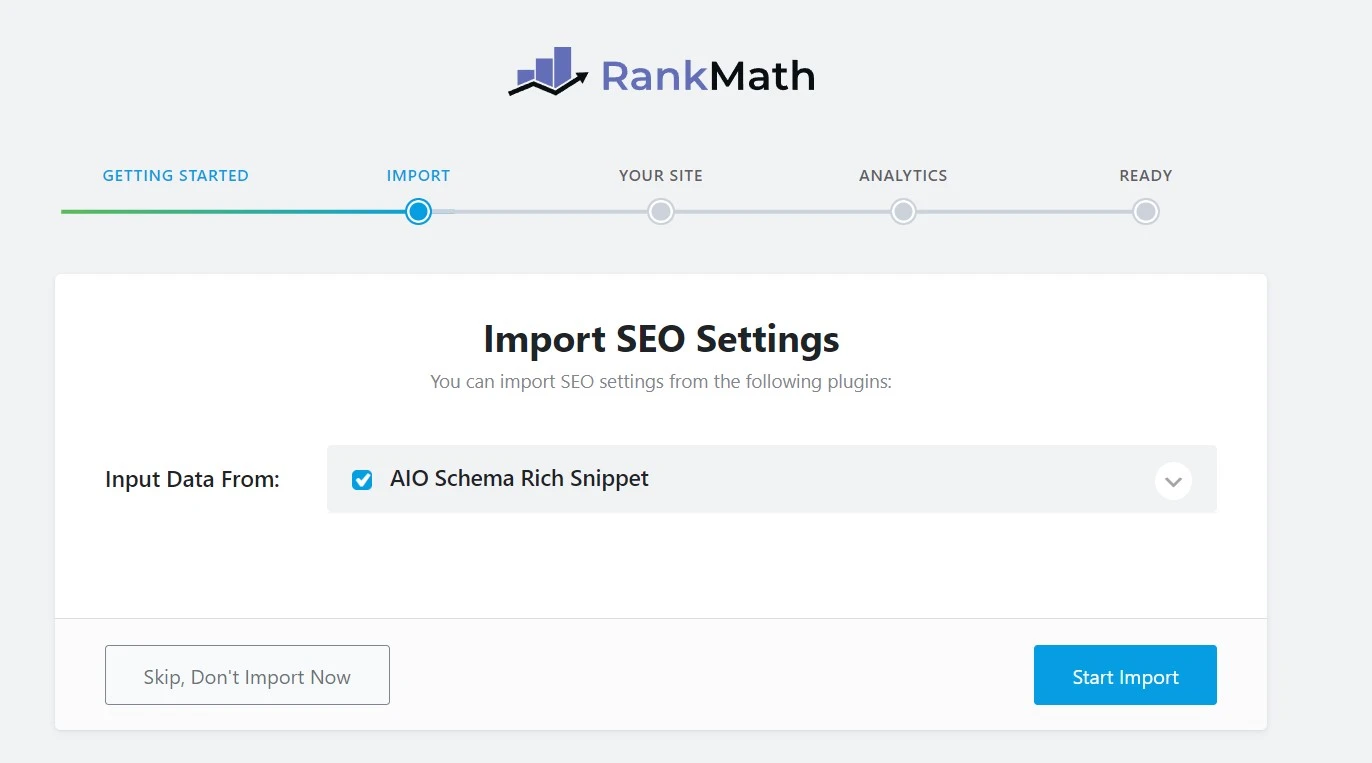 Rank math import seo settings