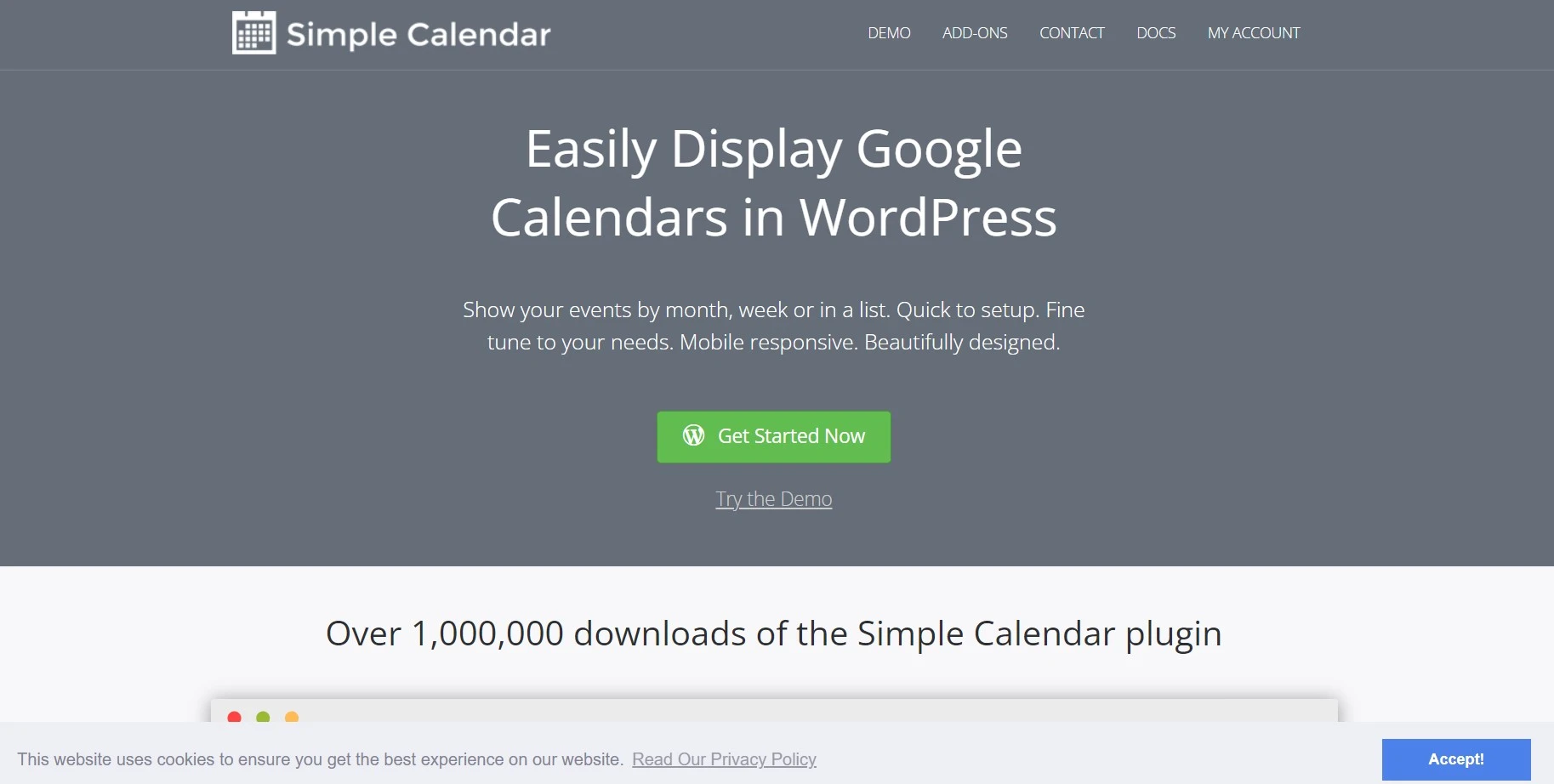 Simple calendar display google calendar in wp