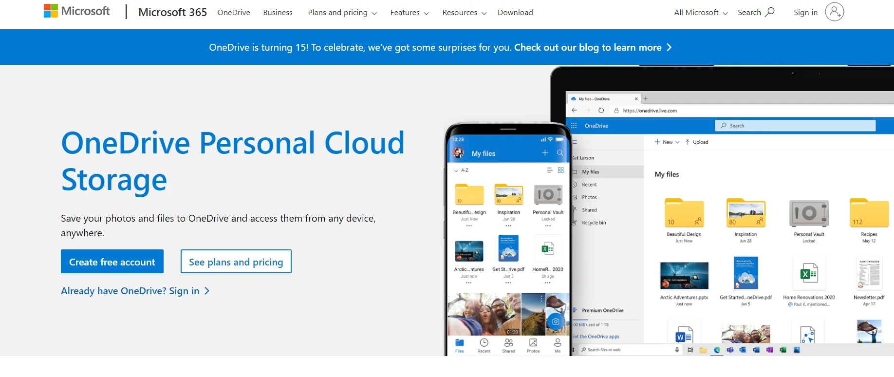 Onedrive personal cloud storage