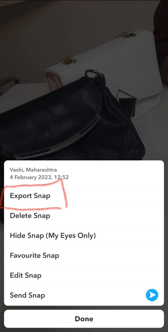 Snapchat exporting snap