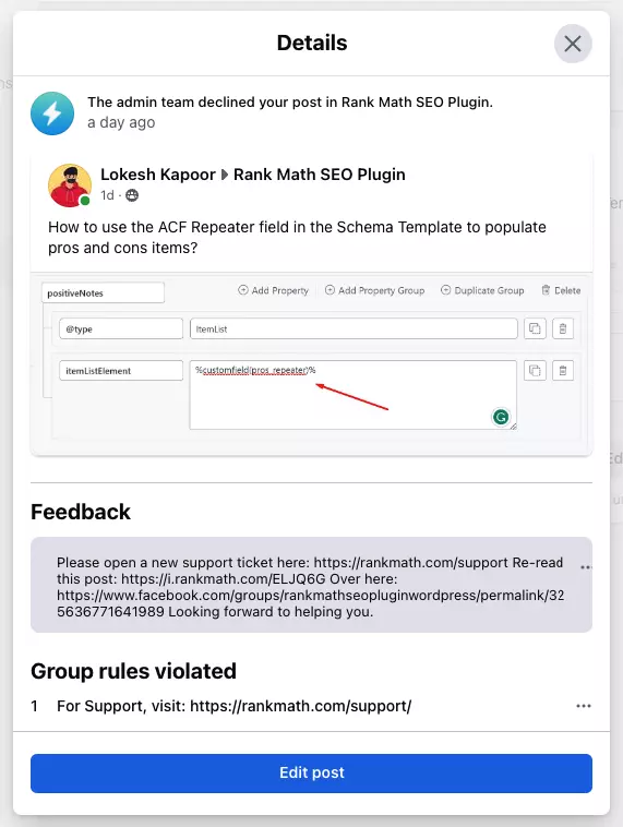 Rank Math Group Content