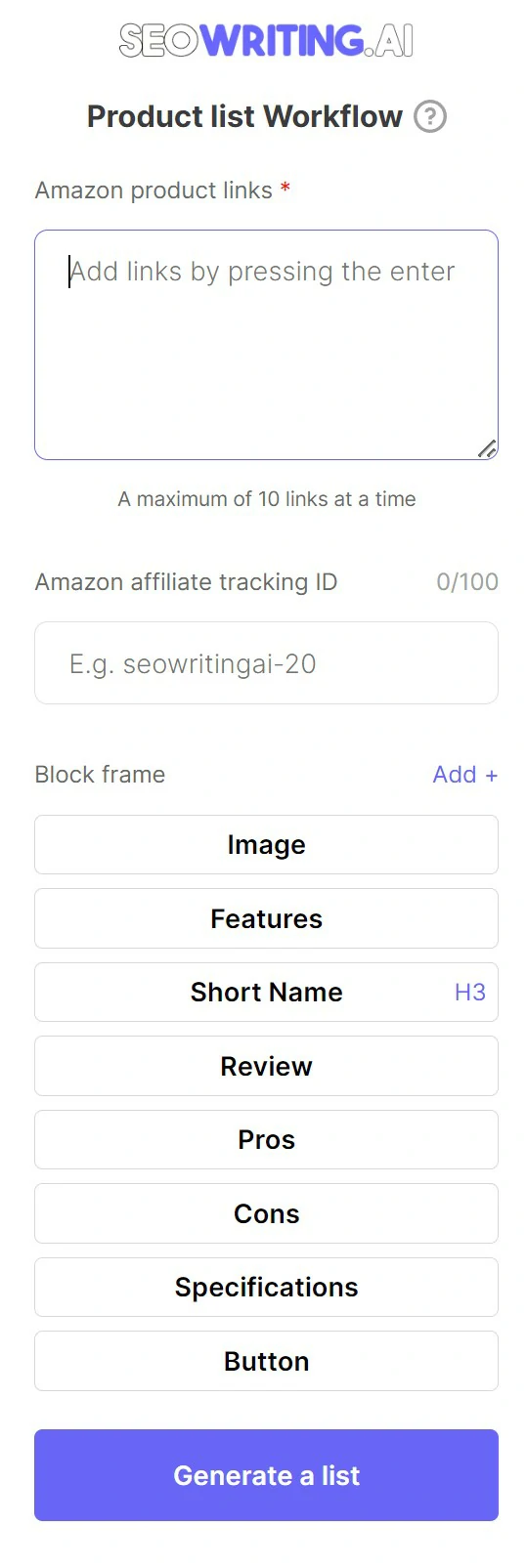 SEOWriting AI Product Listings