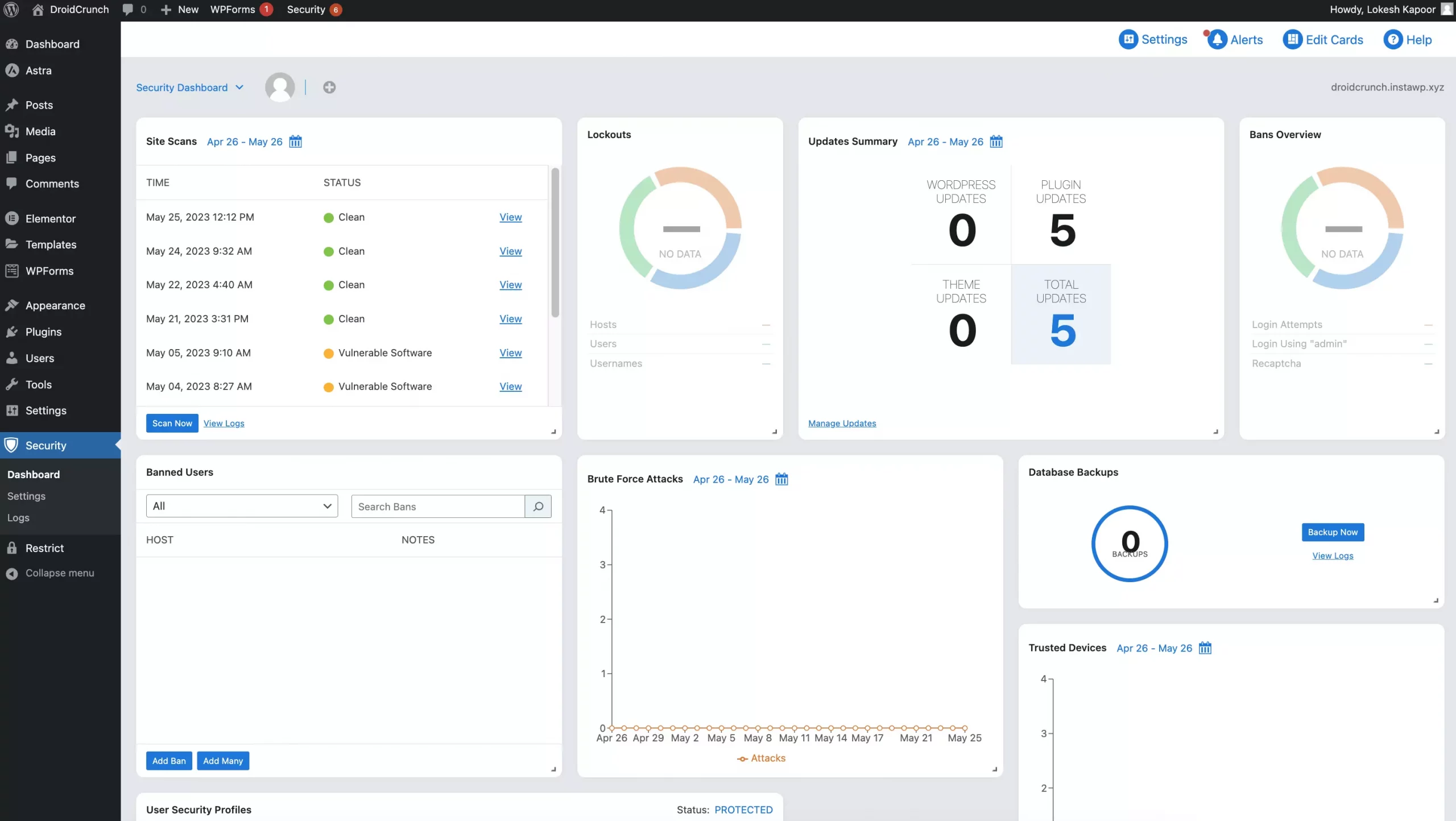 iThemes Security Dashboard