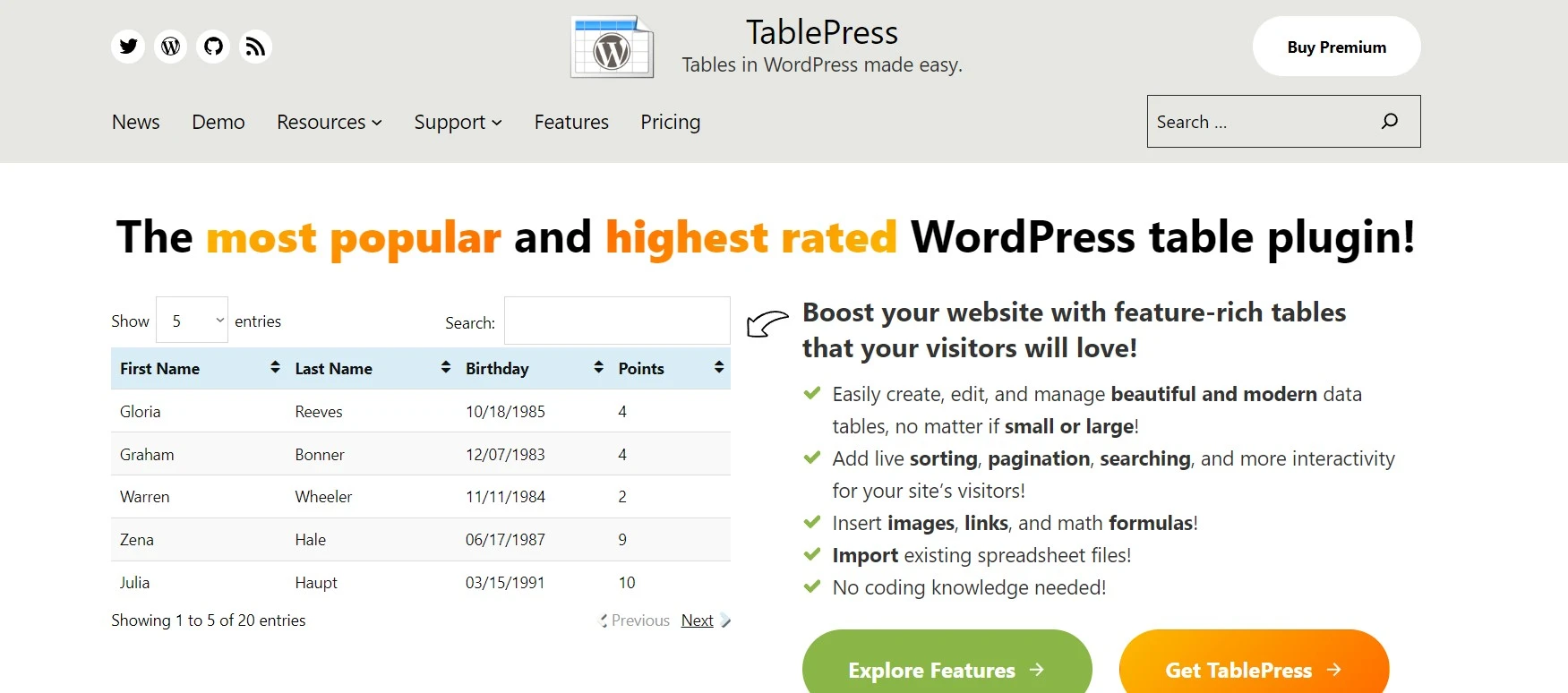 TablePress alernative to Ninja Tables