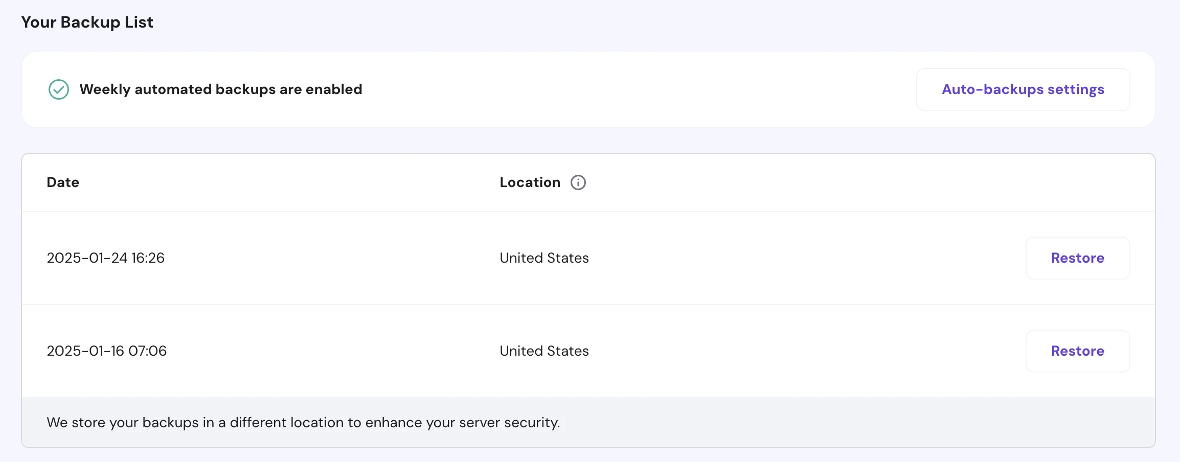 Hostinger Backups in VPS